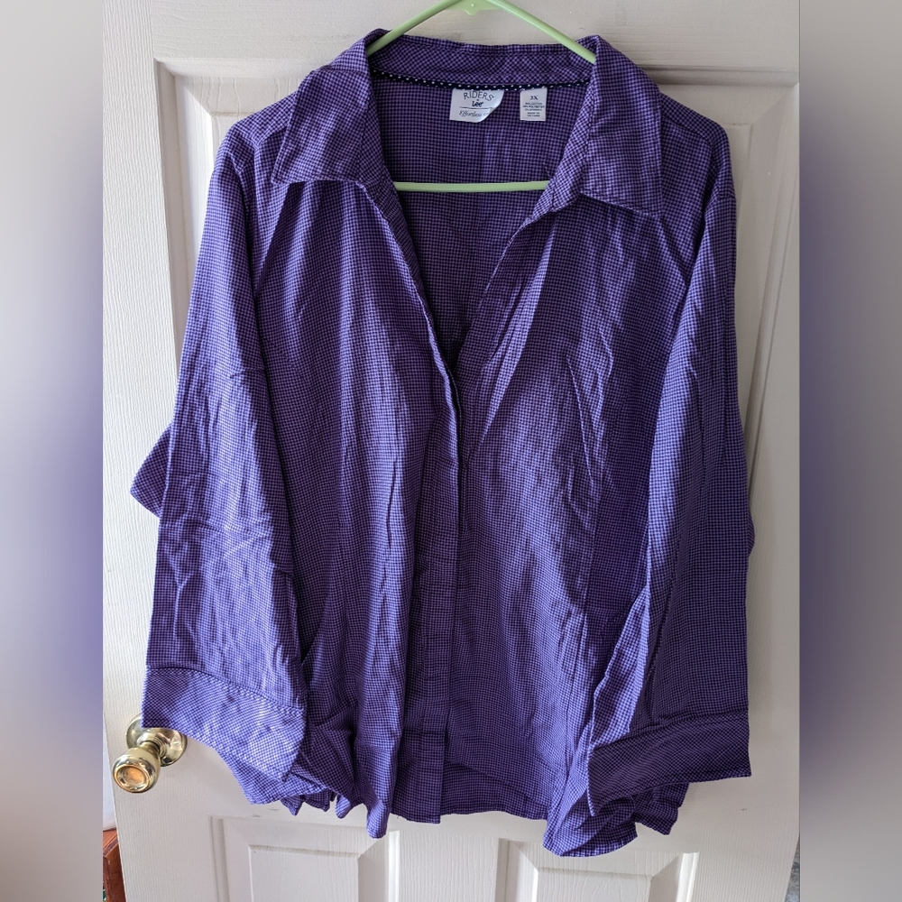 Riders by Lee long sleeve purple checkered button down
